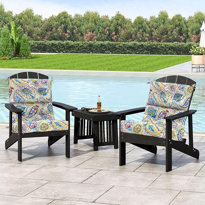 LVTXIII 2 Pack Outdoor/Indoor High Back Chair Cushions, Deep Seat Patio Seat and Back Cushion Set, Stuffed High Rebound Foam Rocking Chair Cushions, 44”x22”x4”, Paisley Chili