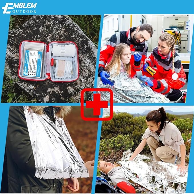 Thermal Emergency Blanket for Survival, Hiking, Camping, First Aid, and Bug Out Bag for Protection from Cold, Rain, and Weather Exposure. Heavy Duty Mylar-Survival Blanket for Car, Outdoors