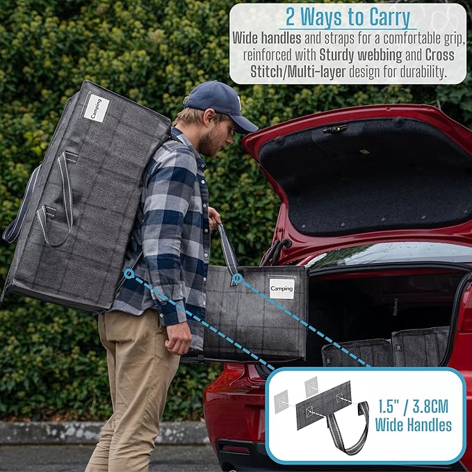 VENO 2 Pack Moving Bags w/Backpack Straps, Heavy Duty, Moving Boxes Alternative, Packing Supplies, Large Storage Totes for Dorm Room Essentials with Zipper for Clothes (Windowpane, 2 Pack)