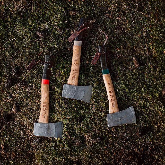 The Yankee, 15", German Forged, All-Purpose Wilderness Camping Hatchet & Kindling Splitting, Anti-Slip Wood Handle (Red Stripe)