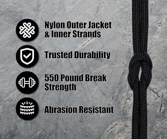 BORED? PARACORD! 550 lb Paracord - Ideal for Crafting, Camping, DIY Projects, Active & Military Outdoors - Strong Survival Rope - Tactical Parachute Cord Type III - Black 1000 Feet