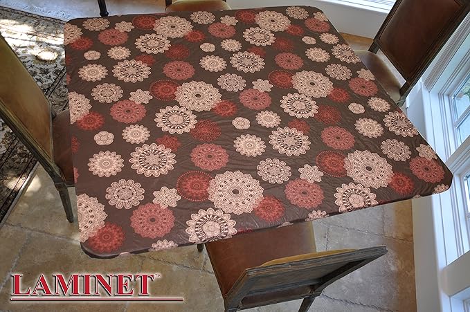 LAMINET Elastic Fitted Table Cover - Medallion - Square - Fits Tables up to 46" Square