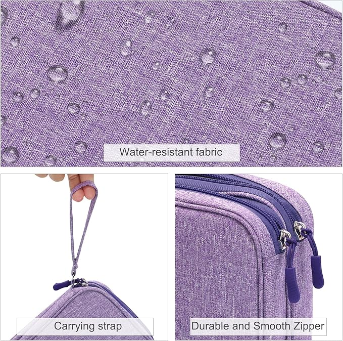 FYY Electronic Organizer, Large Travel Cable Organizer Bag Pouch Electronic Accessories Carry Case Portable Waterproof Double Layers All-in-One Storage Bag for Cable, Cord, Charger, Dark Purple