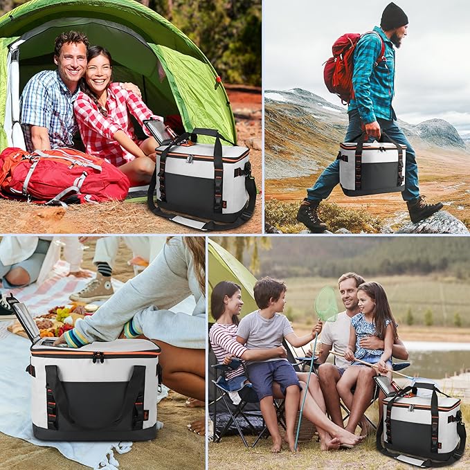 Tirrinia Large Cooler Bag Insulated, 48 Cans Leakproof Soft Camping Coolers, Portable Beach Cooler with Shoulder Strap for Picnic, Beach, Travel Road Trip