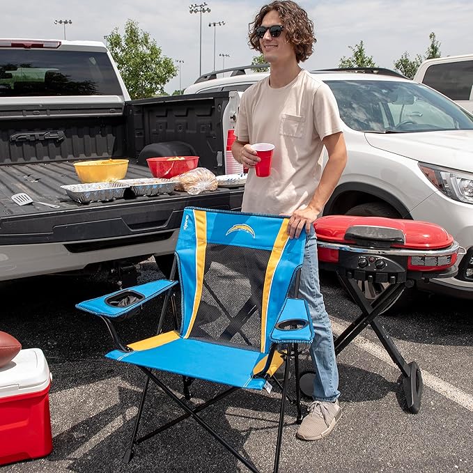 Kijaro Sports Fan Folding Chair, 26" L x 35.5" W x 37" H, Los Angeles Chargers