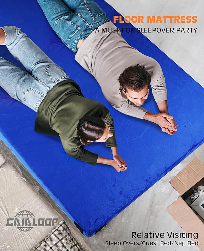 3 Inch GAIALOOP Thick Memory Foam Camping Mattress Sleeping Pad [Car/Tent/Cot] Glamping Portable Floor Mat Roll Up Futon Mattress for Guests Sleepover