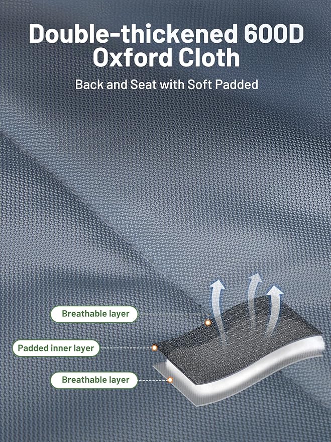 TIMBER RIDGE Padded 3 Person Camping Chair Supports to 1050lbs, Portable Camp Couch Double Camping Chairs, Outdoor Oversized Folding Loveseat Perfect for Campsites, Patio/Lawn, Soccer Games, Grey