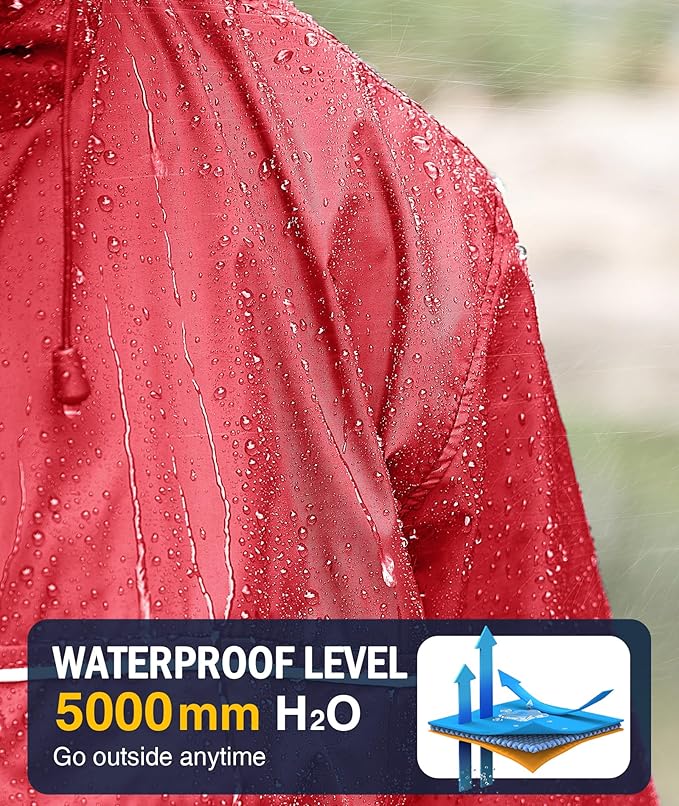 SWISSWELL Rain Jacket Men Waterproof Windbreaker, Lightweight Hooded Raincoat for Daily Casual