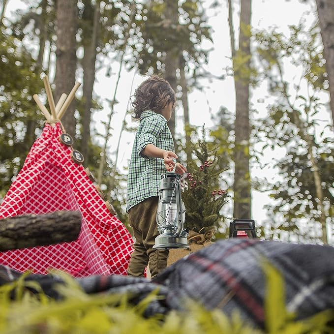 YAKii LED Vintage Lantern Metal Hanging Hurricane 12 LED Dimmer Switch Cold White Battery Operated Power Outage Indoor Camping Lighting Outdoor Brooklyn Decoration(Silver)