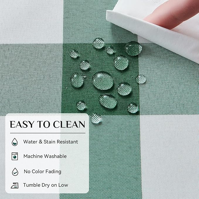 Softalker Gingham Checkered Rectangle Tablecloth - Waterproof Buffalo Plaid Table Cloth Stain Resistant Polyester Table Cover for Picnic/Camping/Outdoor - Green and White, 2 Pack - 60 x 120 Inch