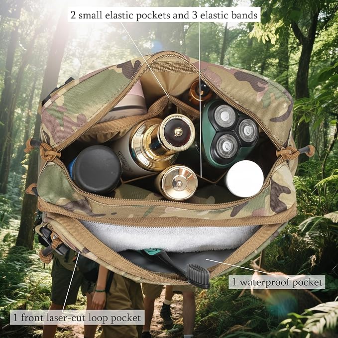 Tactical Toiletry Bag For Men with US Flag Patch - Tactical Molle Admin Pouch Hygiene Bag EDC Military Tool Pouches Small Dopp Kit Mens Shaving Kit Travel shower Bags(sc)