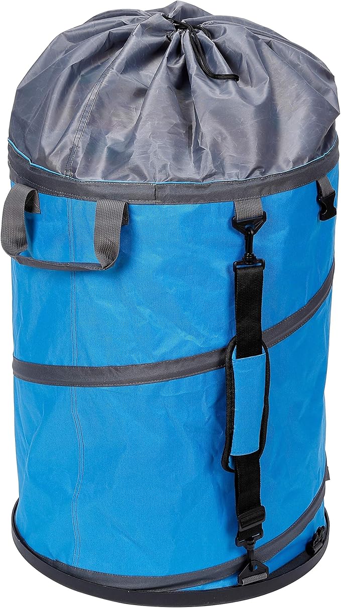 BIRDROCK HOME Collapsible Lawn and Leaf Waste Bag with Lid - 30 Gallon - Heavy Duty Reusable Camping Trash Can - Hardshell Bottom for Yard Debris, Garage Storage - Portable Garden Bin - Blue