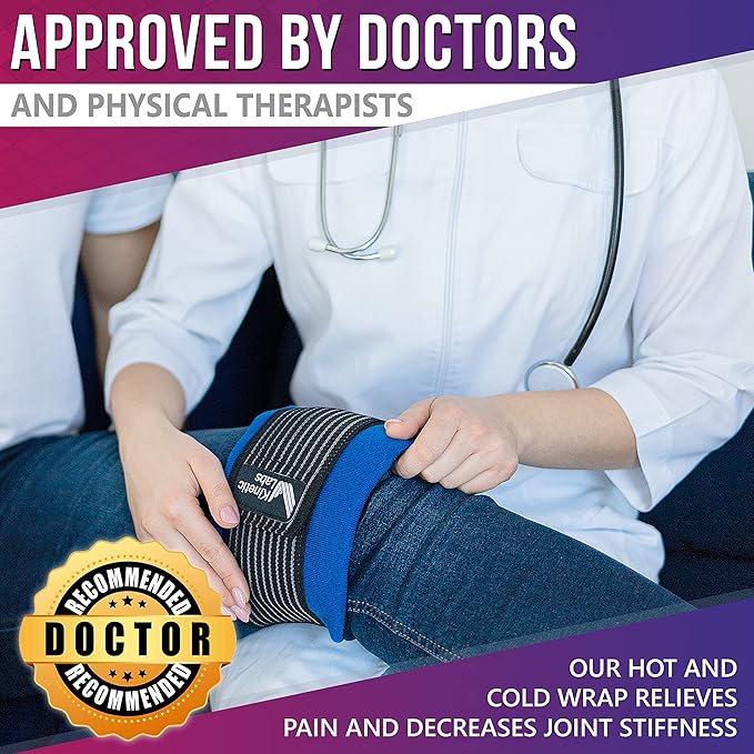Reusable Ice Pack Wrap with Extra Gel Pack by Kinetic Labs - Hot and Cold Pack - Ice Packs for Injuries Reusable (Large with Extra Gel Pack)
