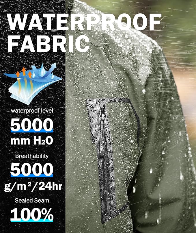 SWISSWELL Mens Rain Jackets Waterproof with Hood Men Windbreaker Jackets Lightweight Rain Coats for Golf Fishing Hiking
