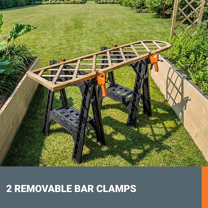 Worx WX065 Clamping Sawhorses with Bar Clamps