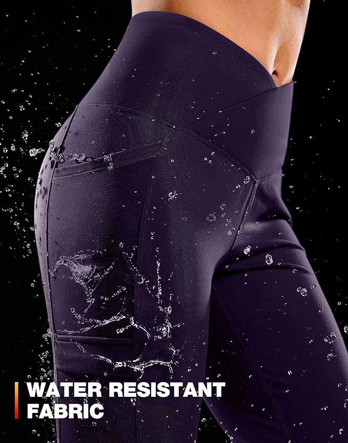 G Gradual Women's Fleece Lined Pants Water Resistant Winter Thermal Flare Leggings Hiking Snow Pants for Women 4 Pockets