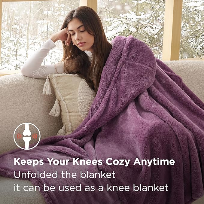 Bedsure Blanket Poncho for Women, Hooded Wearable Fleece Blanket for Adult, Winter Poncho Shawl Wrap Cape as Gifts for Mom