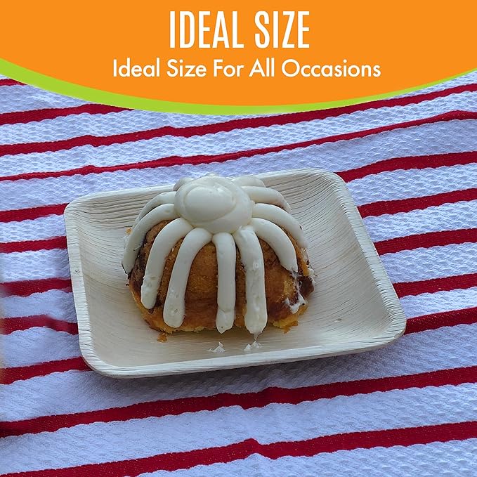 Raj Palm Leaf Bulk Plates 6" 400 Square Plates like Bamboo plates Disposable, Decorative Compostable Tableware for wedding, Lunch, Dinner, Birthday, Camping, Outdoor BBQ, Picnic