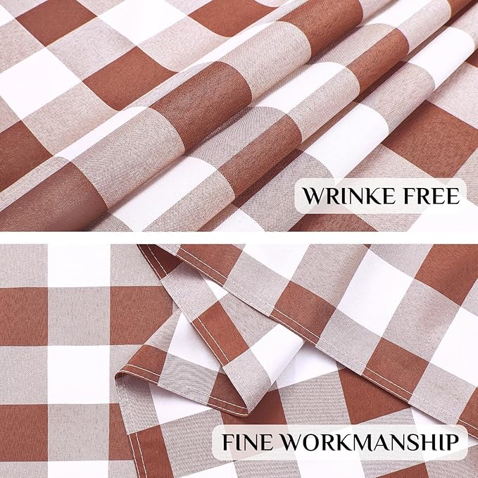 Softalker Gingham Checkered Rectangle Tablecloth - Waterproof Buffalo Plaid Table Cloth Stain Resistant Washable Table Cover for Picnic/Camping/Outdoor - Rust and White, 60 x 84 Inch