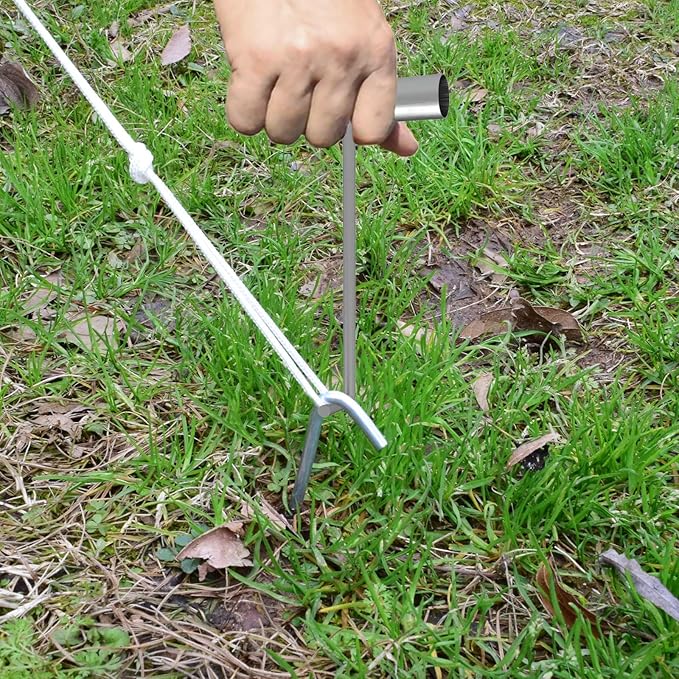 9 Inch Tent Stakes with T Hook, Tent Stakes Metal, Heavy Duty Tarp Camping Stakes, Metal Stakes for Inflatables Outdoor Decorations, 25 Pack