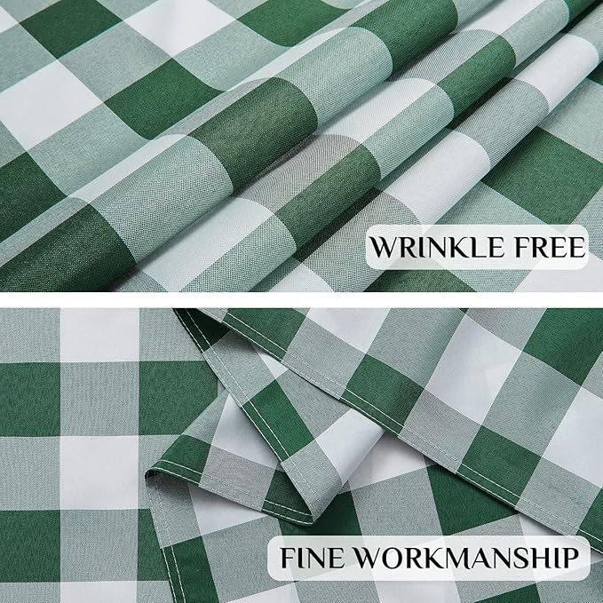 Softalker Gingham Checkered Rectangle Tablecloth - Waterproof Buffalo Plaid Table Cloth Stain Resistant Polyester Table Cover for Picnic/Camping/Outdoor - Green and White, 2 Pack - 60 x 84 Inch