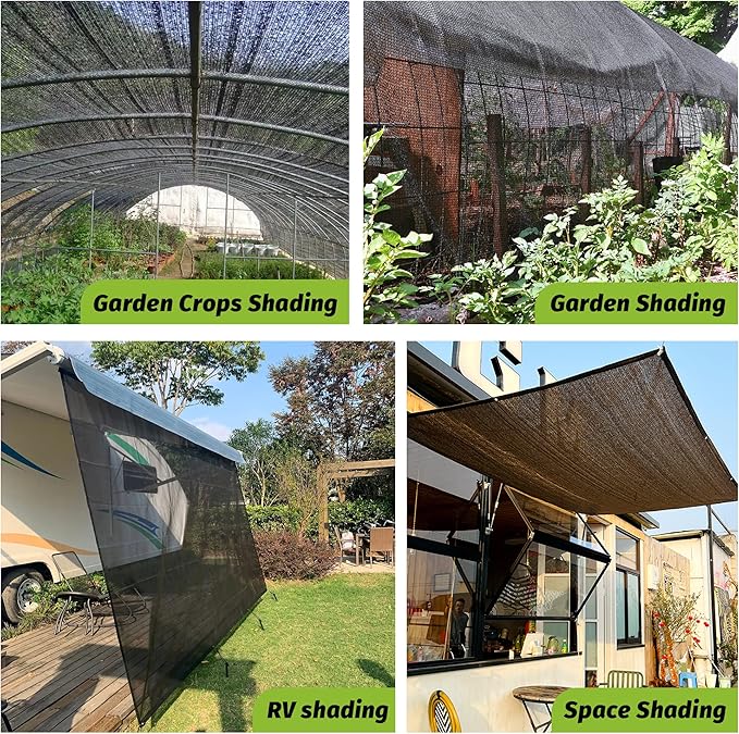 Garden expert 75% Black Shade Cloth 5x10FT Taped Edge with Grommets Sun Net Mesh for Garden Patio Backyard UV-Resistant