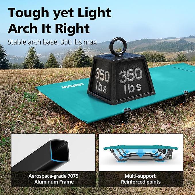 Ultralight Camping Cot for Adults, Portable Folding Camping Bed, Supports 350 lbs - Lightweight for Travel, Camping, Hiking, Backpacking, Mountaineering (Blue)