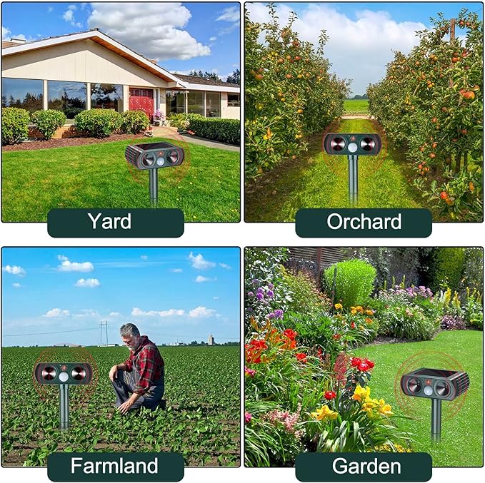 6 Pack Ultrasonic Solar Animal Repeller Waterproof Outdoor Cat Dog Repellent with Motion Sensor for Squirrel Animal Garden Yard Farm