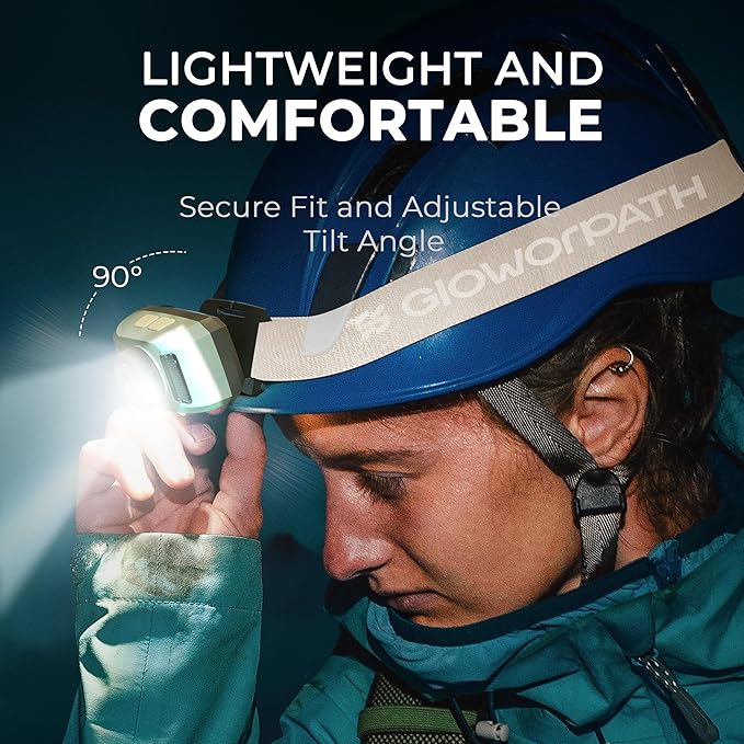Rechargeable Headlamp Flashlight,12000 Lumens Super Bright LED Head Torches,Sensor Control, 6 Light Settings, IPX5 Waterproof & Lightweight, Ideal for Camping, Running & Hiking Outdoor (2, Beige)