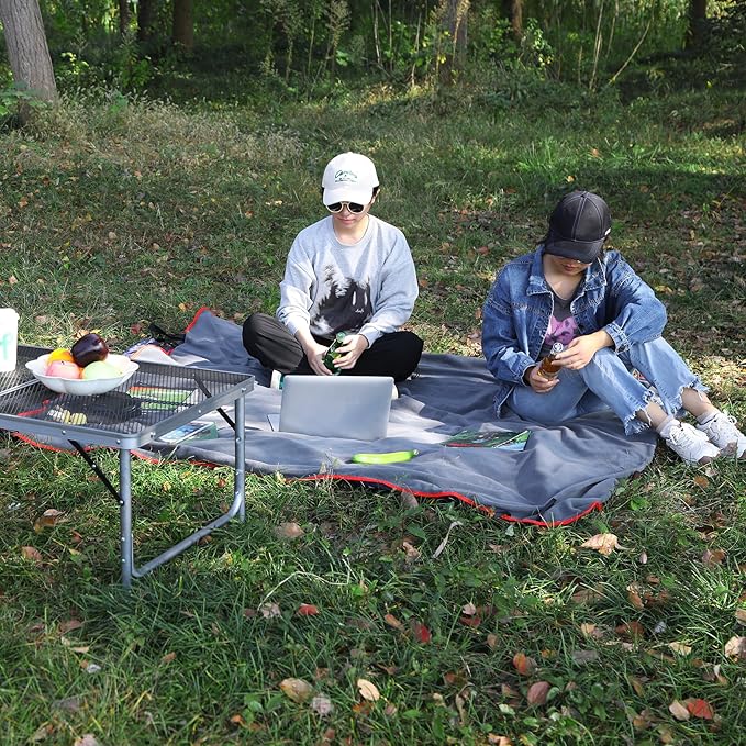 REDCAMP Large Waterproof Stadium Blanket for Cold Weather, 79”x 79” Soft Warm Fleece Windproof Camping Blanket for Camping, Hiking, Traveling, Sporting Events (Dark Blue)