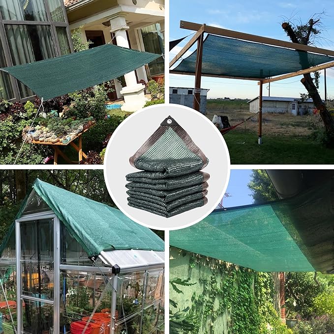 60% 20 X 30 FT Green Shade Cloth, Outdoor Woven Sun Shade with Grommets, Durable Breathable Netting Shading Antifreezing for Patio, Garden, DIY Home, Plants Cover, Greenhouse, Dog Kennel