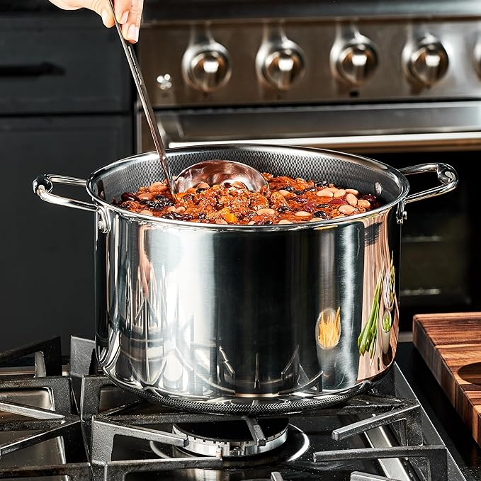 HexClad Hybrid Nonstick 10-Quart Stockpot with Tempered Glass Lid, Stay-Cool Handles, Dishwasher-Friendly, Oven-Safe Up to 900°F, Induction Ready, Compatible with All Cooktops