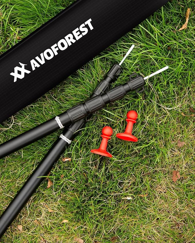 Tarp Poles Heavy Duty Adjustable, AVOFOREST Aviation Aluminum 8.7FT Tent Poles Lengthen and Thicken with Protection Cap Awning Poles Set of 4 for Hiking