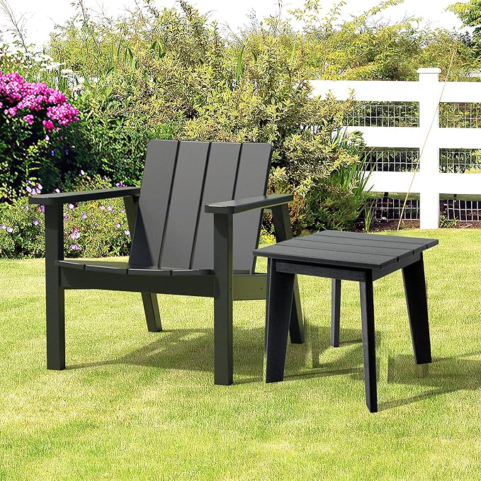 TORVA Outdoor Side Table, 17 x 18 x 18 Inch Patio Garden Coffee Table, Recyclable & Weather Resistant with High-Density PE Material(Black Color)