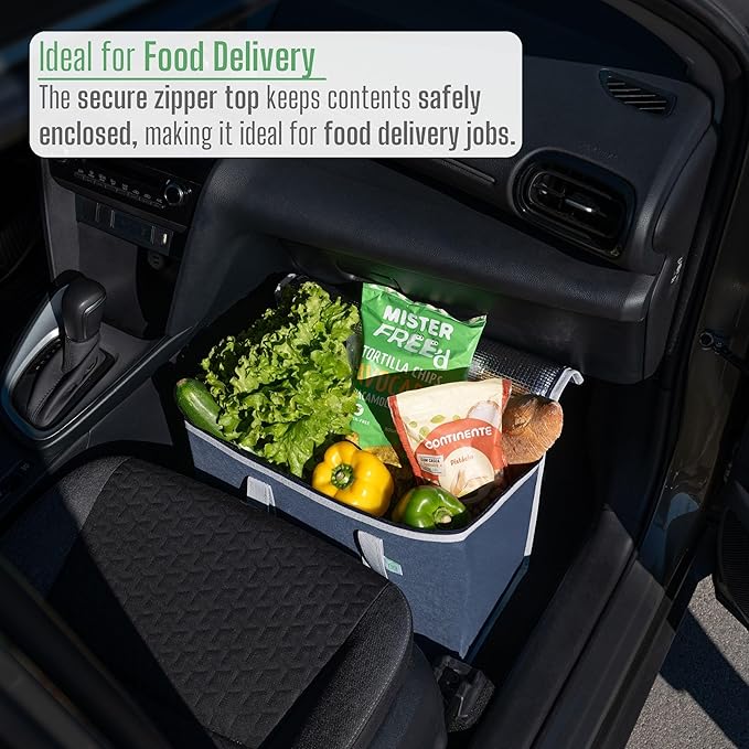 VENO 2 Pack Cooler Bag and Insulated Grocery Bags for Food Delivery, Collapsible Cooler, Reusable Shopping Bags for Groceries with Zipper, Foldable, Heavy-Duty, Stands Upright (Dark Blue, 2 Pack)