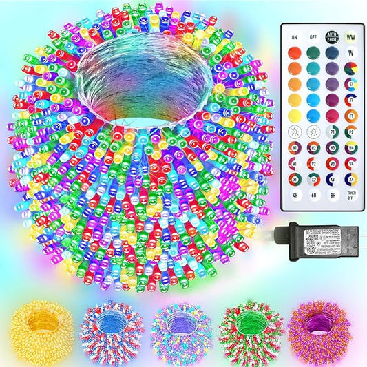 164FT 500LED Christmas Lights Color Changing, 35 Colors String Lights with Remote Timer, Waterproof Twinkle Fairy Light Clear Wire for Bedroom Indoor Outdoor Holiday Wedding Party Xmas Tree