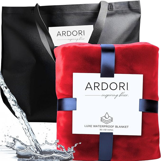 Waterproof Blanket King Size (Red & Black, 82x82") Absorbent, Leakproof Fleece Protector for Bed, Couch - Water Proof and Stain Resistant, Plush Throw Blankets, Moisture Repellant Top Cover, Throws