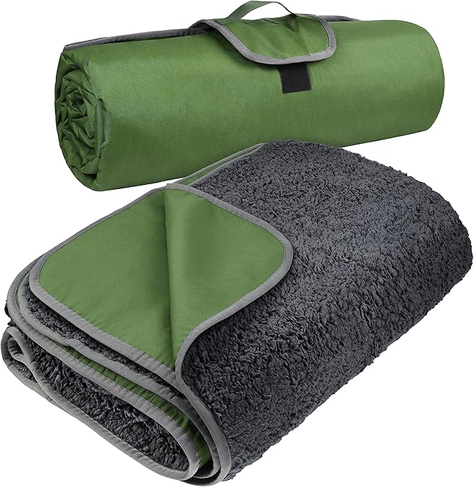 Tirrinia Large Waterproof Outdoor Blanket, Soft Warm Windproof Stadium Blanket with Sherpa Fleece and Foldable for Outdoor Sport, Baseball, Football, Beach, Concerts, Car