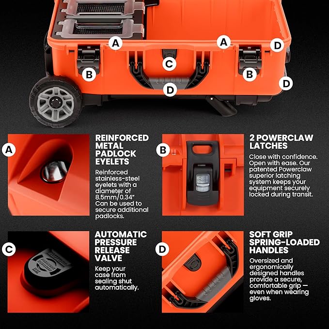 NANUK Trail 30 – 28.5L (7.5-Gallon) Waterproof Storage Box – Wheeled and Modular Cargo Case for Camping, Fishing, Hunting & Outdoor Storage - Dustproof and Impact Resistant (22" x 14" x 9") – Orange
