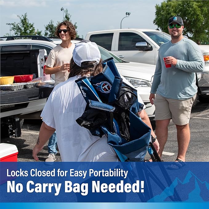 Kijaro Sports Fan Folding Chair, 26" L x 35.5" W x 37" H, Tennessee Titans