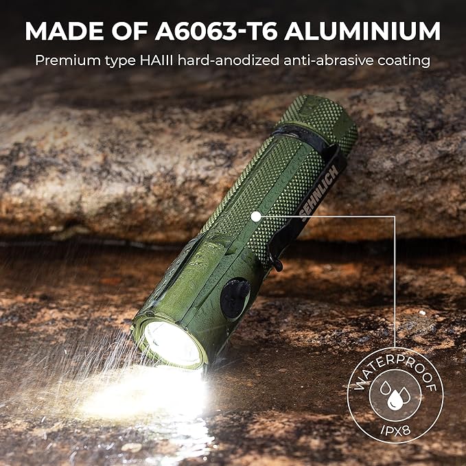 LED Rechargeable Flashlight - Super Bright 1250 High Lumens Flashlight, Waterproof IP68 Small Compact Pocket Tactical Flashlight for Home, Emergency, Rescue, Camping, Gifts for Men Green