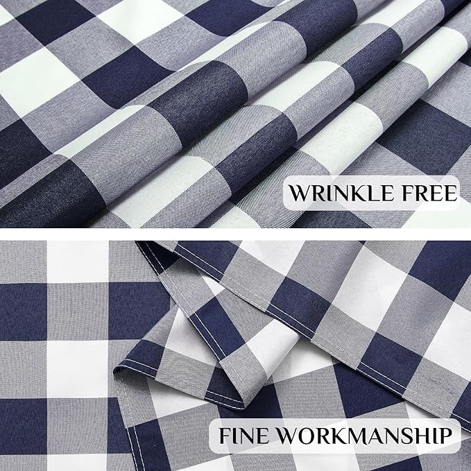 Softalker Gingham Checkered Rectangle Tablecloth - Waterproof Buffalo Plaid Table Cloth Stain Resistant Washable Table Cover for Picnic/Camping/Outdoor - Navy Blue, 60 x 120 Inch