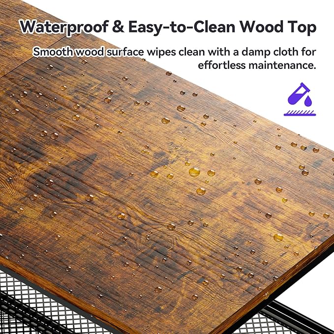 Shoe Rack for Closet, 3 Tier Shoe Organizer for Entryway, Freestanding Metal Storage Shoe Shelf with Wood Top, 8-12 Pairs of Shoes, Rustic Brown Black