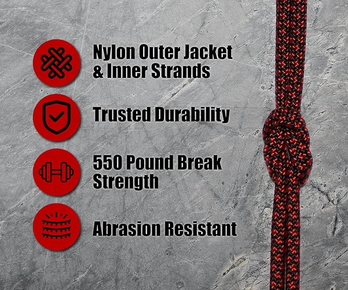 BORED? PARACORD! 550 lb Paracord - Ideal for Crafting, Camping, DIY Projects, Active & Military Outdoors - Strong Survival Rope - Tactical Parachute Cord Type III - Blood Diamonds 250 Feet