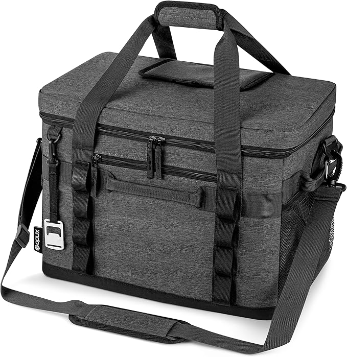 OPUX Cooler Bag, 60 Cans Insulated Soft Collapsible Portable Cooler, Soft Sided Leakproof Cooler for Beach Camping with Shoulder Strap, Ice Chest for Travel Road Trip Picnic, Charcoal Gray