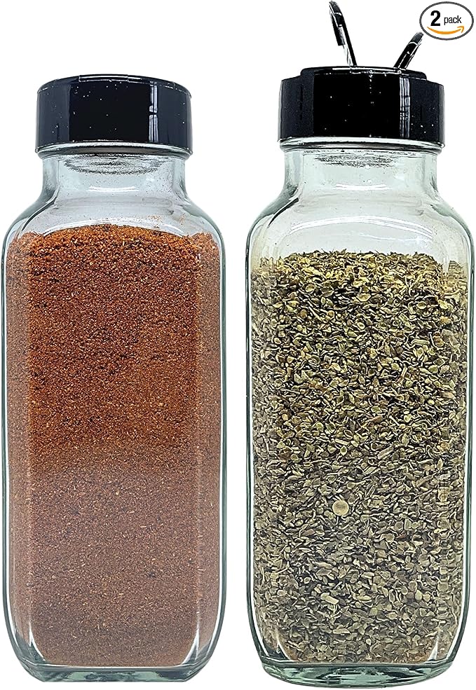 JARMING COLLECTIONS 8 oz Glass French Square Spice Jars with Shaker Lids - Elegant Design for Food Storage and Kitchen Organization - Enhance Your Spice Storage – Made in USA