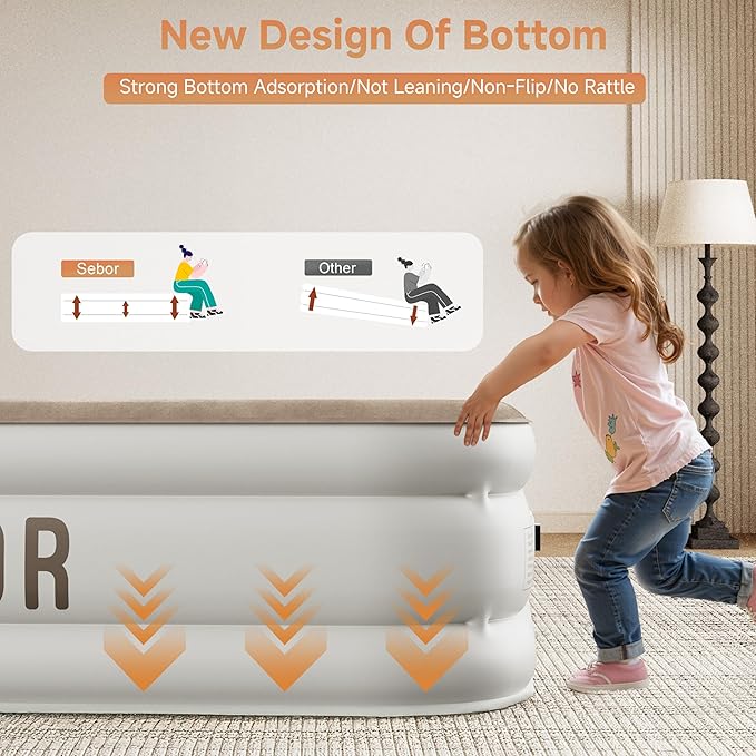 Air Mattress Twin with Built-in Pump 18", Comfortable Self-Inflating Air Mattress with High-Speed Pump, Durable Blow Up Mattress Twin with Storage Bag for Guests, Camping, Travel