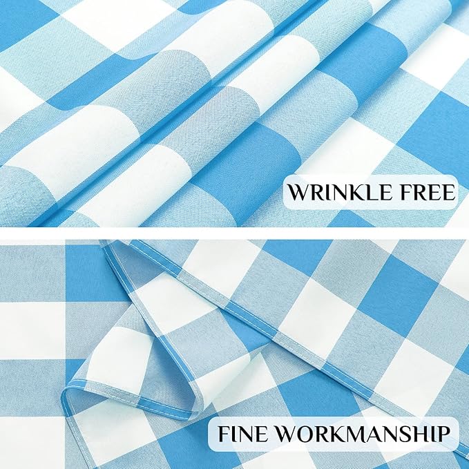 Softalker Gingham Checkered Rectangle Tablecloth - Waterproof Buffalo Plaid Table Cloth Stain Resistant Washable Table Cover for Picnic/Camping/Outdoor - Blue and White, 60 x 84 Inch