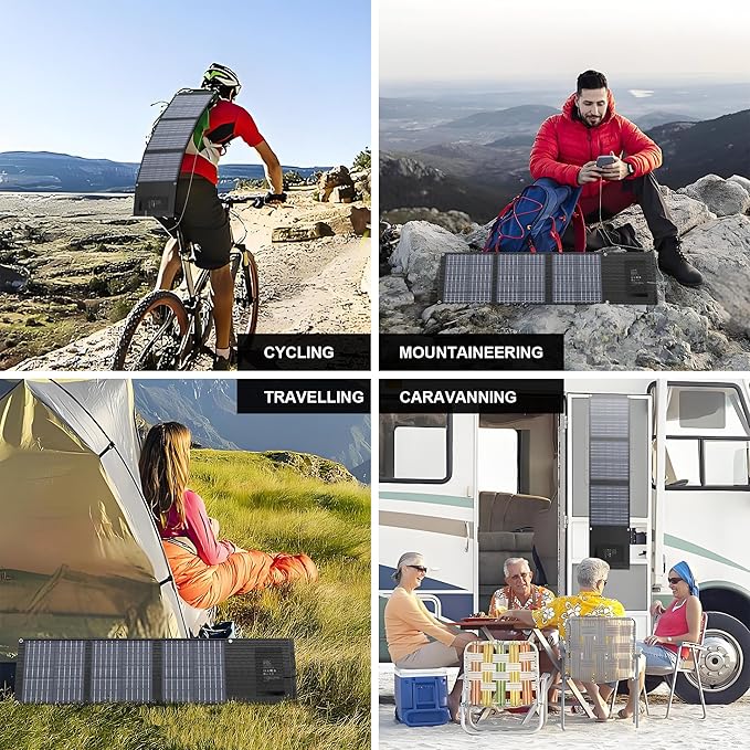 Enginstar 22W Portable Solar Panel for Power Station Solar Charger for Solar Generator Foldable Solar Panel for Camping RV Trip, QC3.0 USB Ports & DC Output, Compatible with iPhone Ipad, Laptop etc