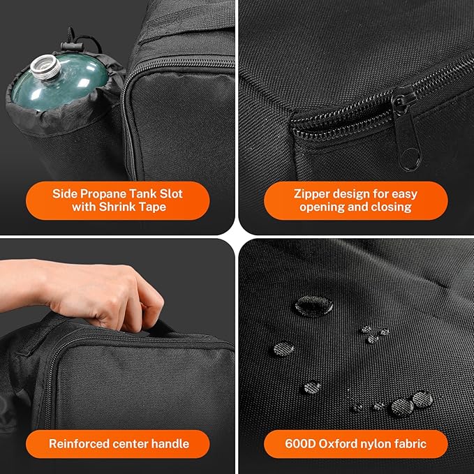 Dollate 2-Burner Propane Stove with Griddle and Carrying Bag, Portable Foldable Camping Stove with 2 Adjustable Burners 16000 BTUs,for Camping Tailgating Essentials Gear (Black)